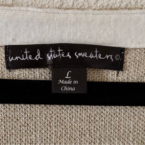 United Stares Sweaters Cheetah Print Cream Gold Women Size Large - Picture 4 of 11